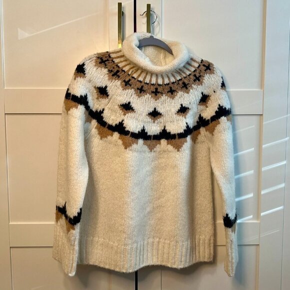 A.L.C. Luxe Fairisle Alpaca & Wool-Blend Pullover Sweater in Cream- Size XS - Picture 4 of 7
